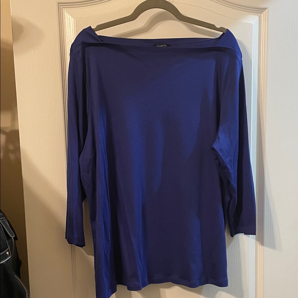 Talbots Cobalt Blue Women's Boatneck 3/4 sleeve Tee